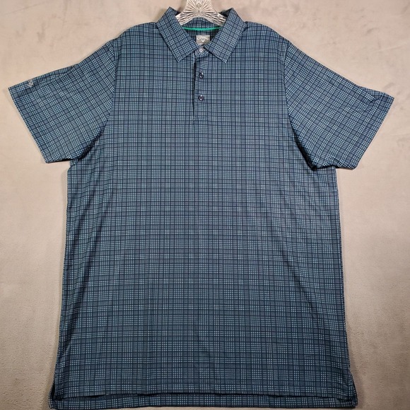 Other - Callaway Golf Polo Shirt Mens LT Blue Green Plaid Performance Active Stretch‎